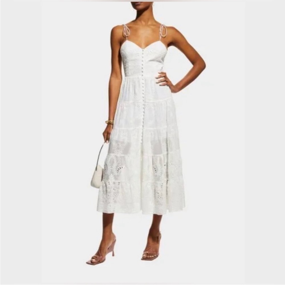 Alice and Olivia White Lace Midi Dress